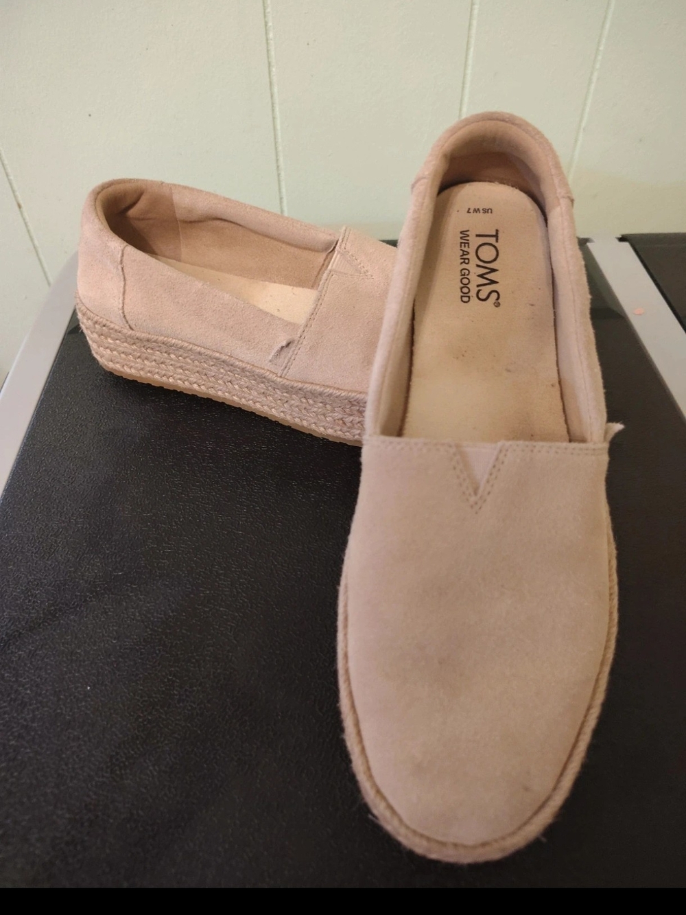 TOMS Women's Pink Espadrille Platform Slip-On